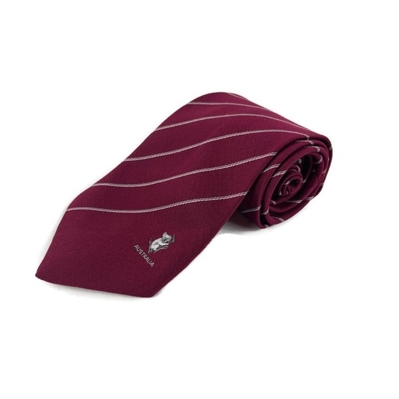 Australia Mens Tie Red Koala Striped - Picture 1 of 6